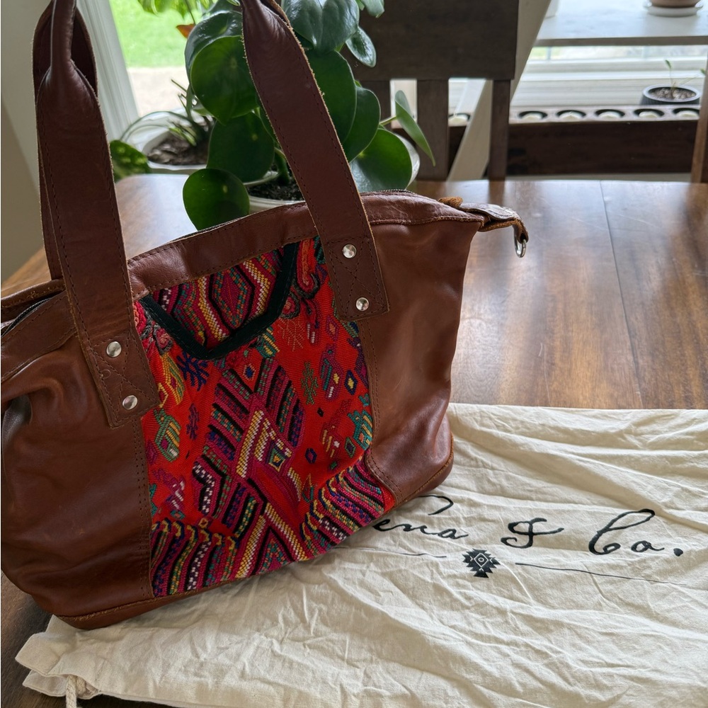 Nena & Co. Brown and Red Geometric Tote Bag